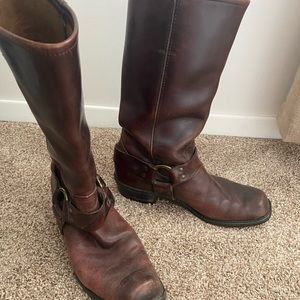 Vintage Brown Leather Motorcycle Boots